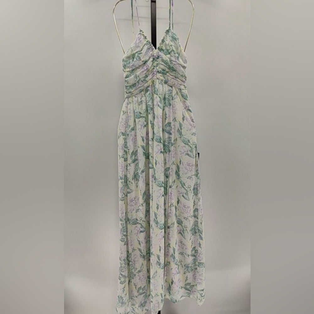 Lulus Effortlessly Abloom Floral Ruched Halter Maxi Dress XS NWT - Picture 4 of 6